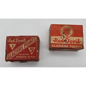 Red Devil Glaziers Points Size 2 Vintage Window Glass Hardware 2 Boxes Red White